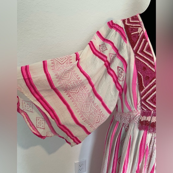 FARM Rio Beaded V-Neck Kaftan Dress Size Medium - Picture 5 of 16